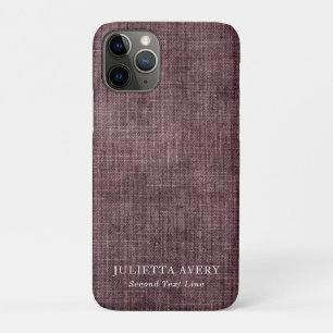 Personalised Purple Wine Rustic Linen Texture iPhone 11 Pro Case