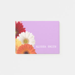 Personalised Purple with daisy flowers Post-it Notes