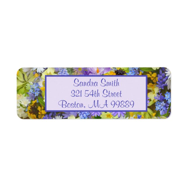 Personalised Purple Yellow Country Garden Flowers  (Front)
