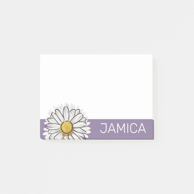 Personalised Purple & Yellow Daisy Post-it Notes (Front)