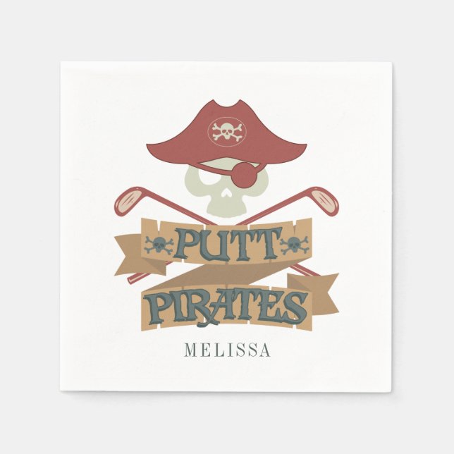 Personalised Putt Pirates Golfing Hobby Paper Napk Napkin (Front)