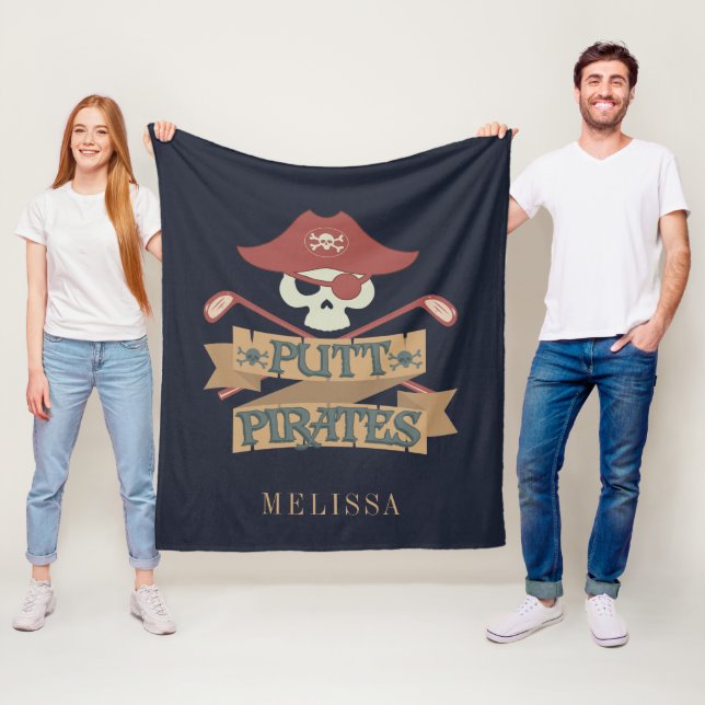 Personalised Putt Pirates Golfing Hobby Sports Fle Fleece Blanket (In Situ)