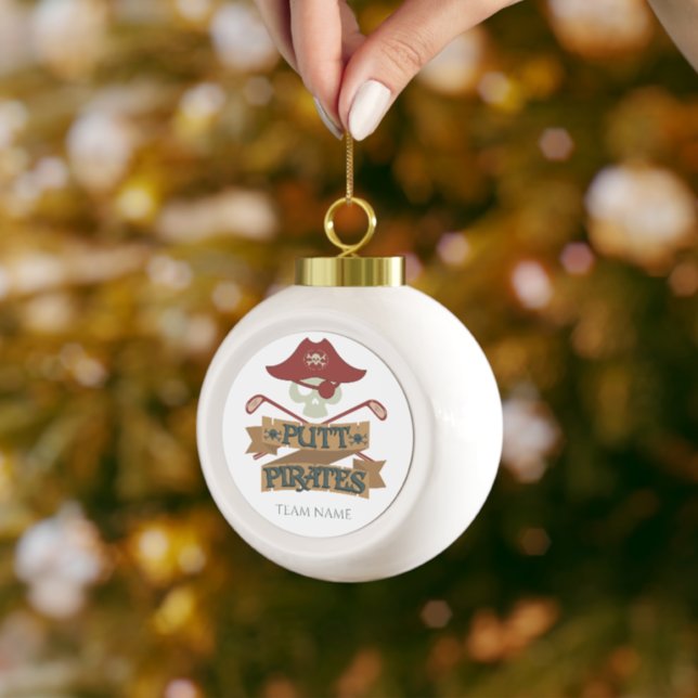 Personalised Putt Pirates Golfing Outdoor Sports Ceramic Ball Christmas Ornament (Creator Uploaded)