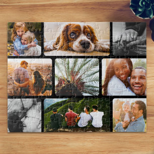 Personalised Puzzle 9 Photo Collage in Black Frame