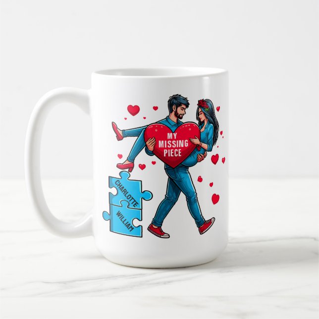 Personalised Puzzle of Love - My Missing Piece Coffee Mug (Left)