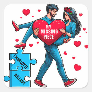 Personalised Puzzle of Love - My Missing Piece Square Sticker