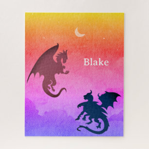 Personalised puzzle red, black dragons flying