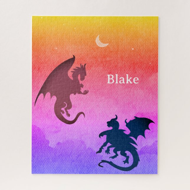 Personalised puzzle red, black dragons flying  (Vertical)