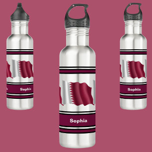 Personalised Qatar Flag Back To School 710 Ml Water Bottle