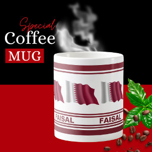 Personalised  Qatar Patriotic Flag  Coffee Mug
