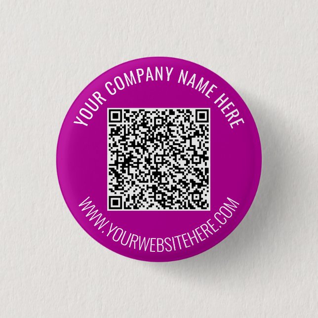 Personalised QR Code and Custom Text Button (Front)