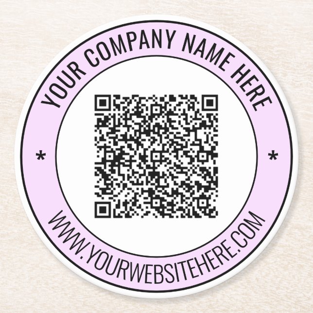 Personalised QR Code and Custom Text Paper Coaster (Front)