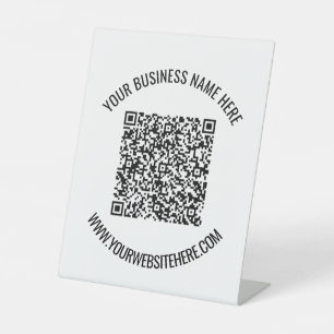 Personalised QR Code and Custom Text Pedestal Sign
