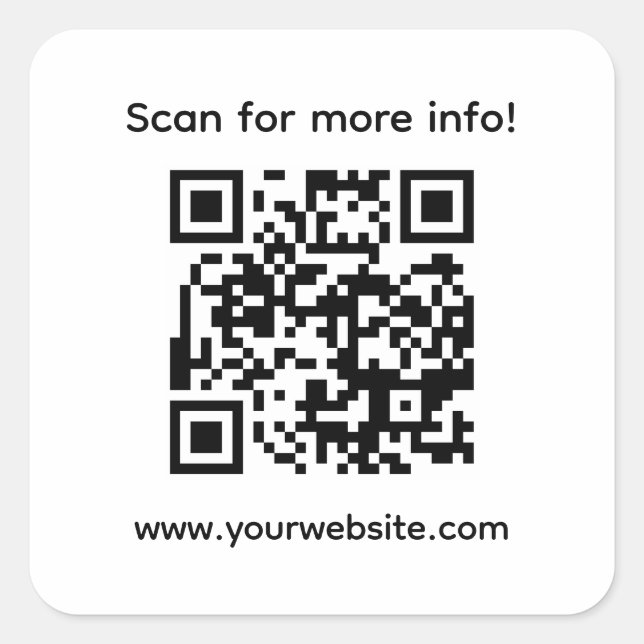 Personalised QR code and custom text Square Sticker (Front)