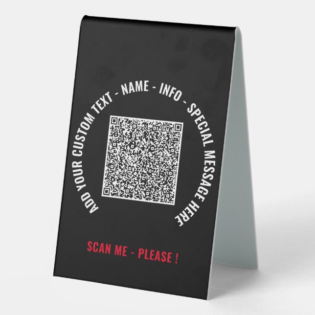Personalised QR Code and Custom Text Table Sign (Back)