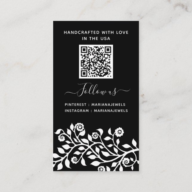  Personalised QR Code Black Earrings Display Cards (Back)