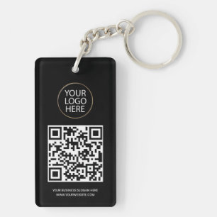 Personalised QR Code Business Card Your Logo Black Key Ring