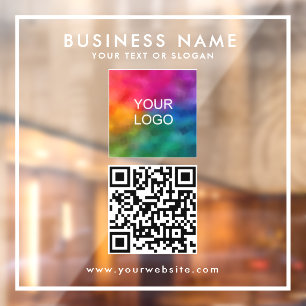 Personalised QR Code Business Logo Text Modern Window Cling
