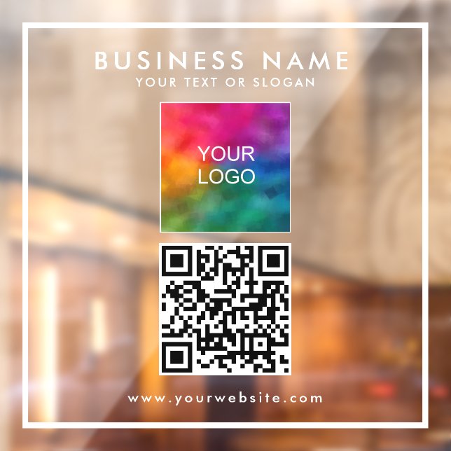Personalised QR Code Business Logo Text Modern Window Cling (Sheet 2)