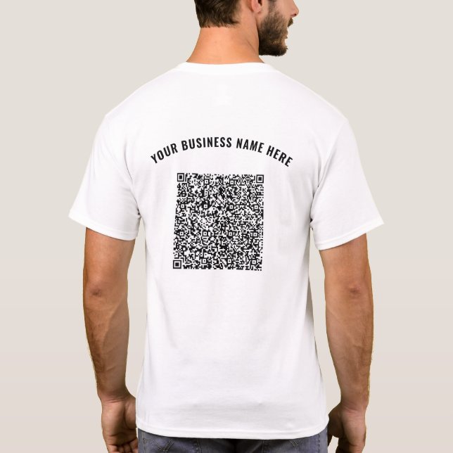Personalised QR Code Custom Text Business T-Shirt (Back)