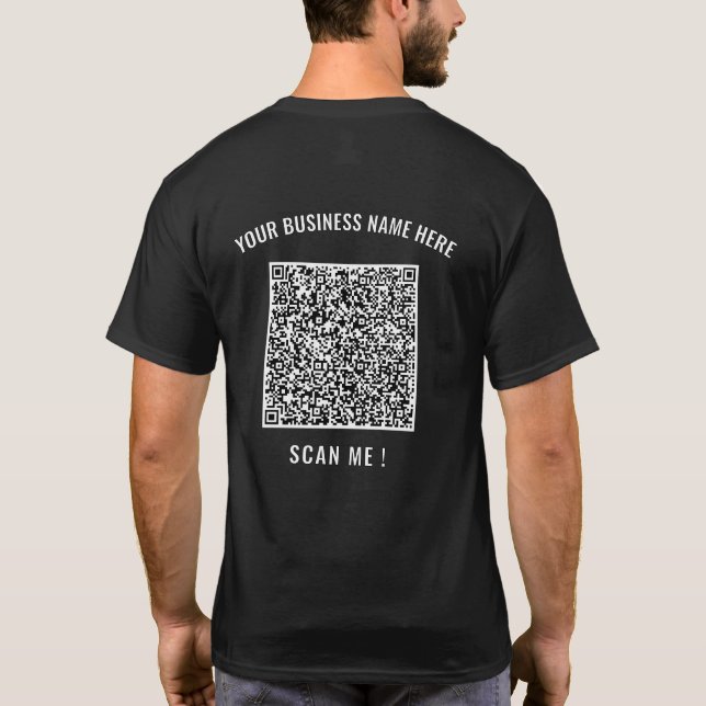 Personalised QR Code Custom Text Business T-Shirt (Back)