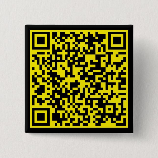 Personalised QR Code Custom URL YellowBlack Square 15 Cm Square Badge (Front)