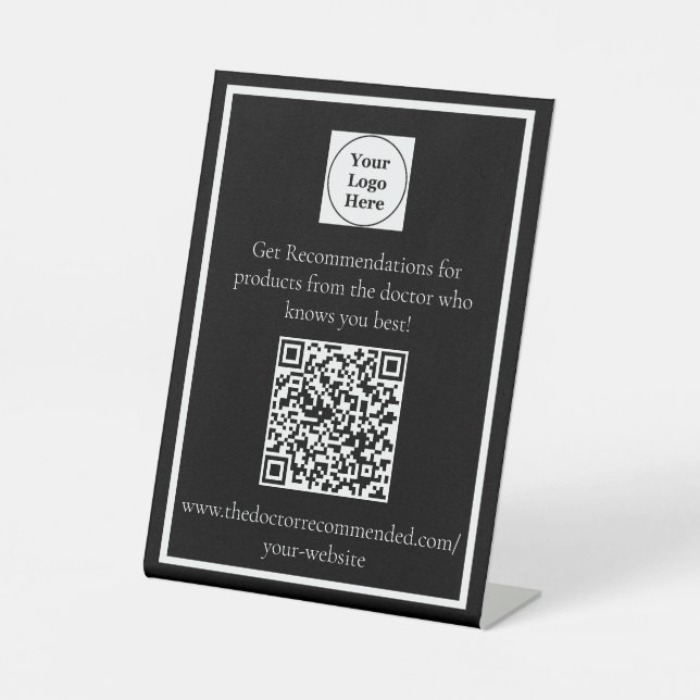 Personalised QR Code Desk Stand Pedestal Sign (Front)