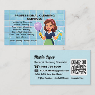 Personalised QR Code Maid House Cleaning Service Business Card