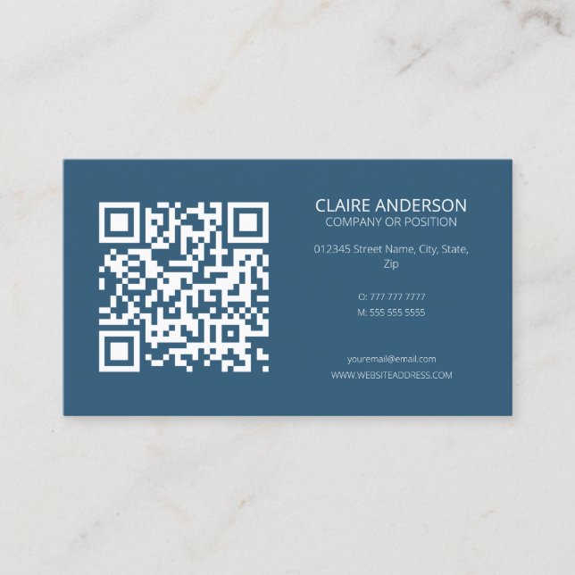Personalised QR Code Modern Blue Custom Logo Business Card (Front)