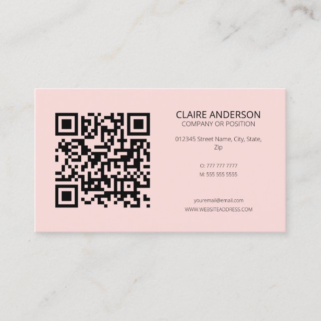 Personalised QR Code Modern Pink Custom Logo Business Card (Front)
