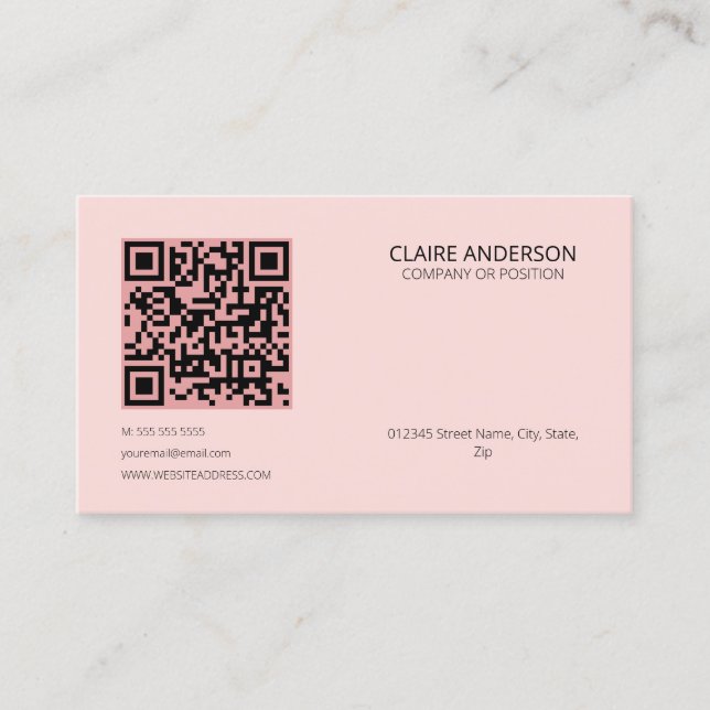 Personalised QR Code Modern Pink Custom Logo Business Card (Front)