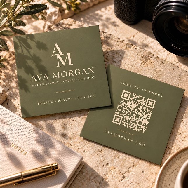 Personalised QR Code Modern Square Business Card (Creator Uploaded)
