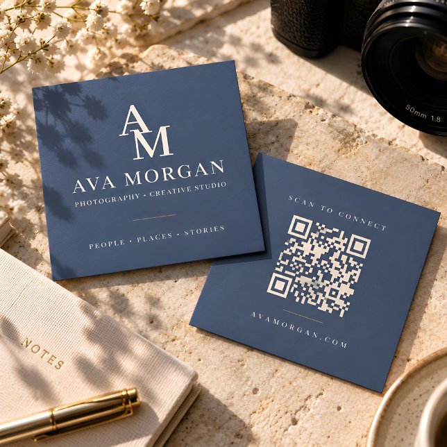 Personalised QR Code Modern Square Business Card (Creator Uploaded)