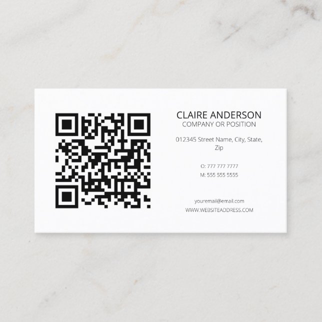 Personalised QR Code Modern White Custom Logo Business Card (Front)