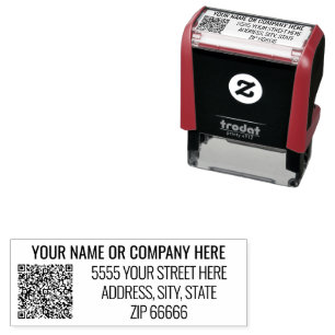 Personalised QR Code Name Address Modern Stamp