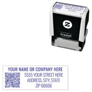 Personalised QR Code Name Address Stamp Template