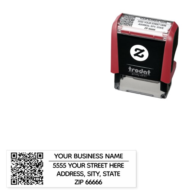 Personalised QR Code Name Return Address Stamp (In Situ)