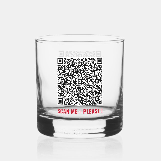 Personalised QR Code Scan Info - Custom Text Whiskey Glass (Front)