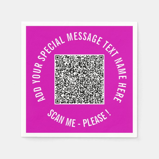 Personalised QR Code Scan Napkins with Custom Text (Front)