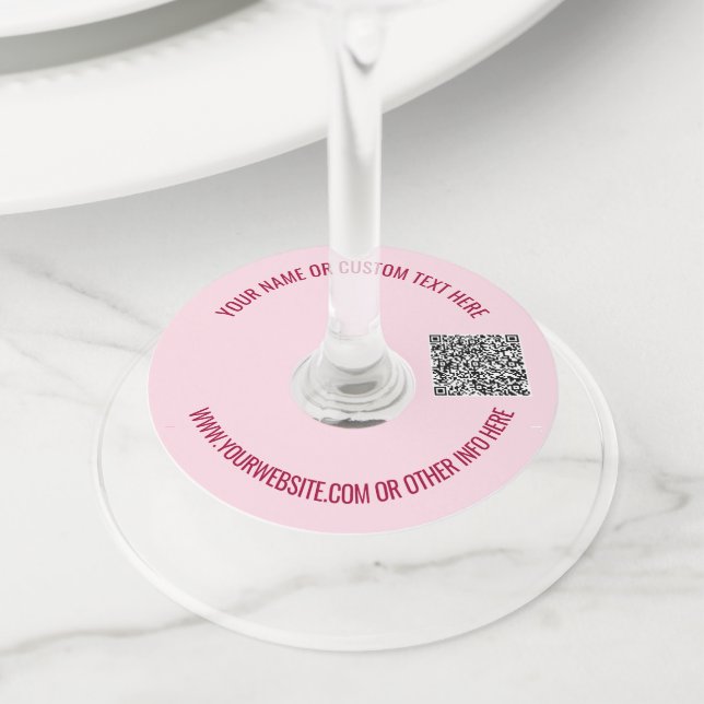 Personalised QR Code Text Wine Glass Tag Template (Close Up)