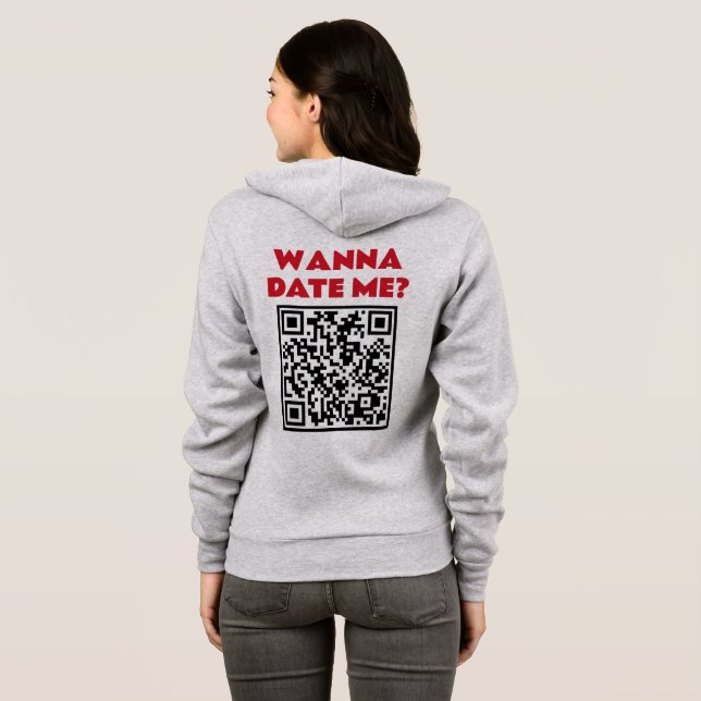 Personalised QR Code – Wanna Date/Marry Me Cool Hoodie (Back Full)