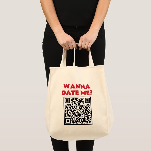 Personalised QR Code – Wanna Date/Marry Me Cool Tote Bag (Front (Product))