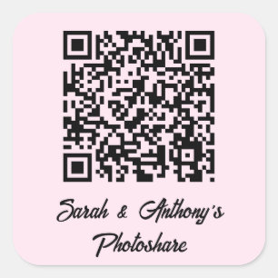 Personalised QR Code Wedding Photo Share Website Square Sticker