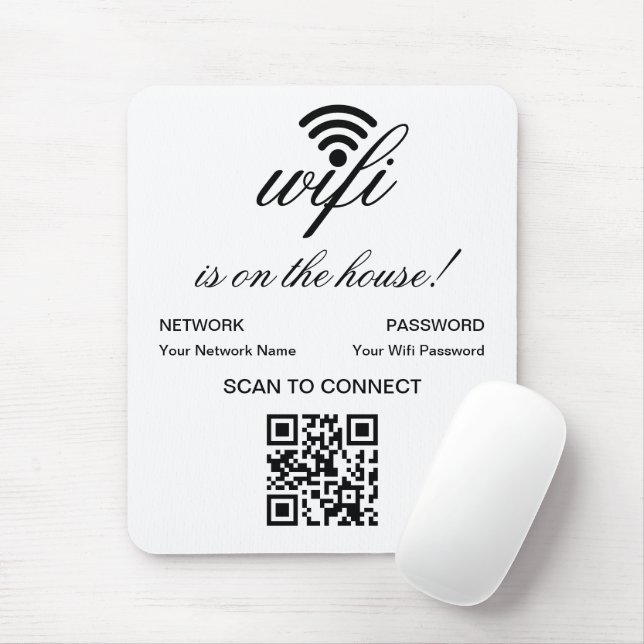Personalised QR Code Wifi Internet Scan to Connect Mouse Mat (With Mouse)
