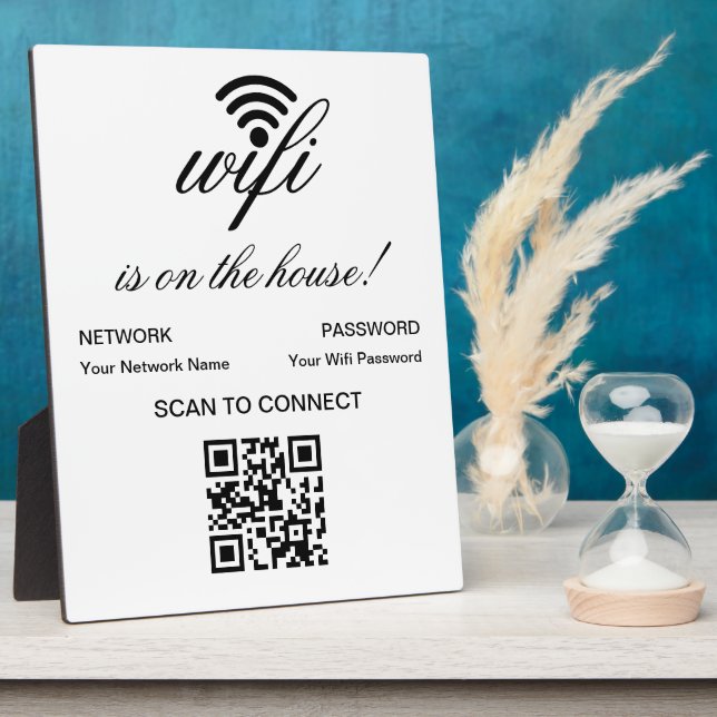 Personalised QR Code Wifi Internet Scan to Connect Plaque (Side)