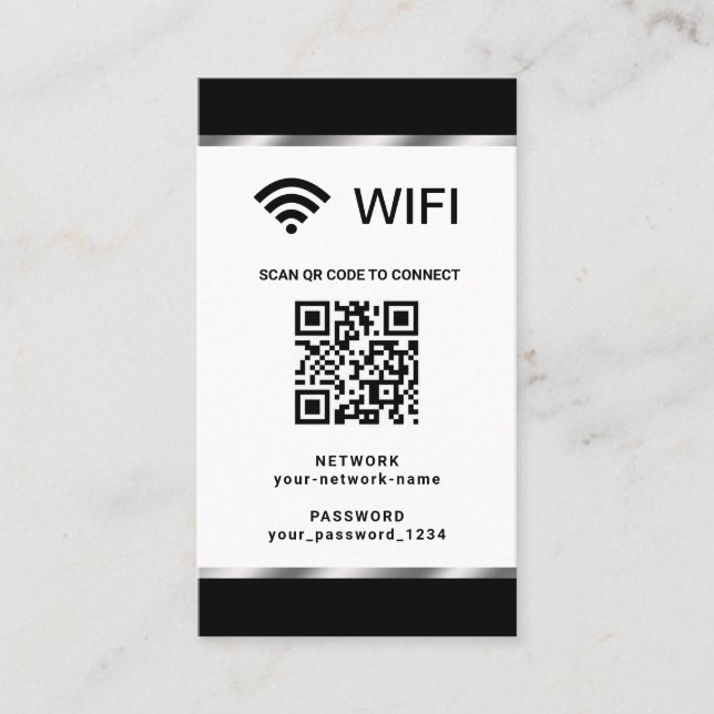 Personalised QR Code Wifi Network and Password Business Card (Front)