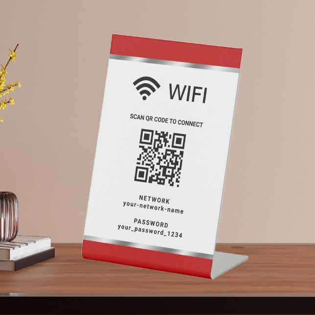 Personalised QR Code Wifi Network and Password Pedestal Sign (Creator Uploaded)
