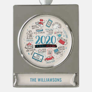 Personalised Quarantine Christmas Commemorative Silver Plated Banner Ornament