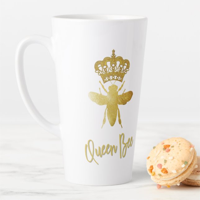 Personalised ★ QUEEN BEE ★ Gold Crown Latte Mug (In Situ)