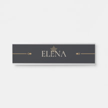 Personalised Quiet Luxury Black Gold Entry Name Pl